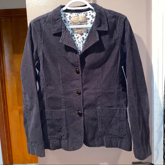 Navy Blue Casual Corduroy Blazer - Picture 3 of 4